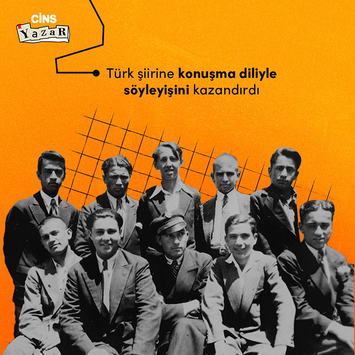 Orhan Veli arkadaşlarıyla bir arada