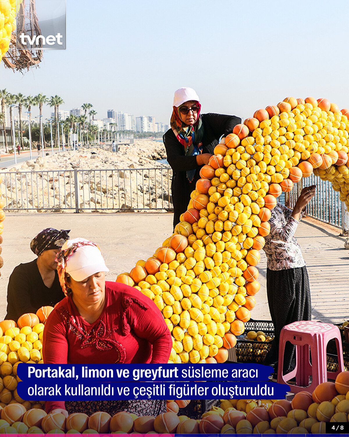 Portakal, limon ve greyfurt süsleme aracı olarak kullanıldı ve çeşitli figürler oluşturuldu