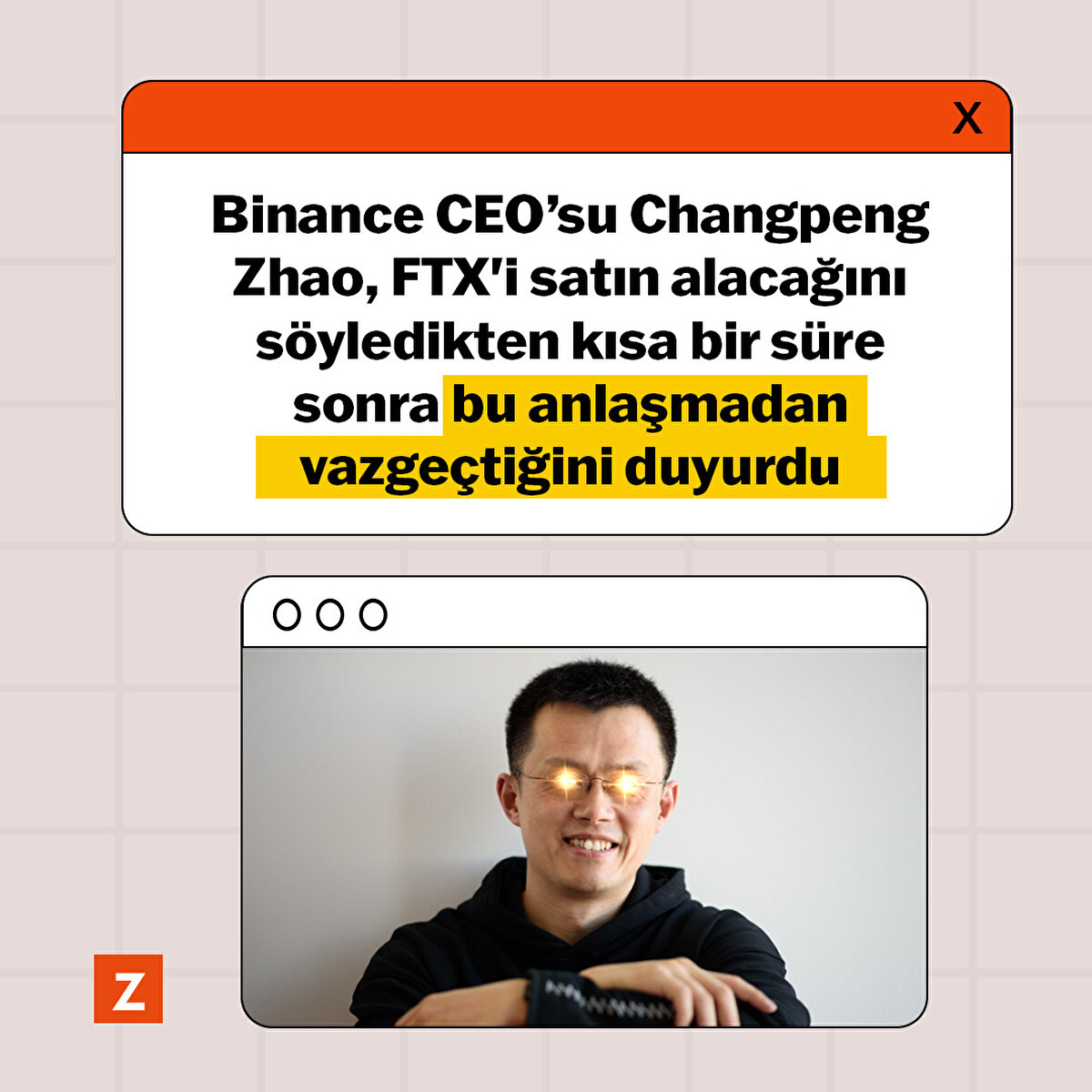 Binance CEO’su Changpeng Zhao, FTX'i satın alacağını söyledikten kısa bir süre sonra bu anlaşmadan vazgeçtiklerini duyurdu.