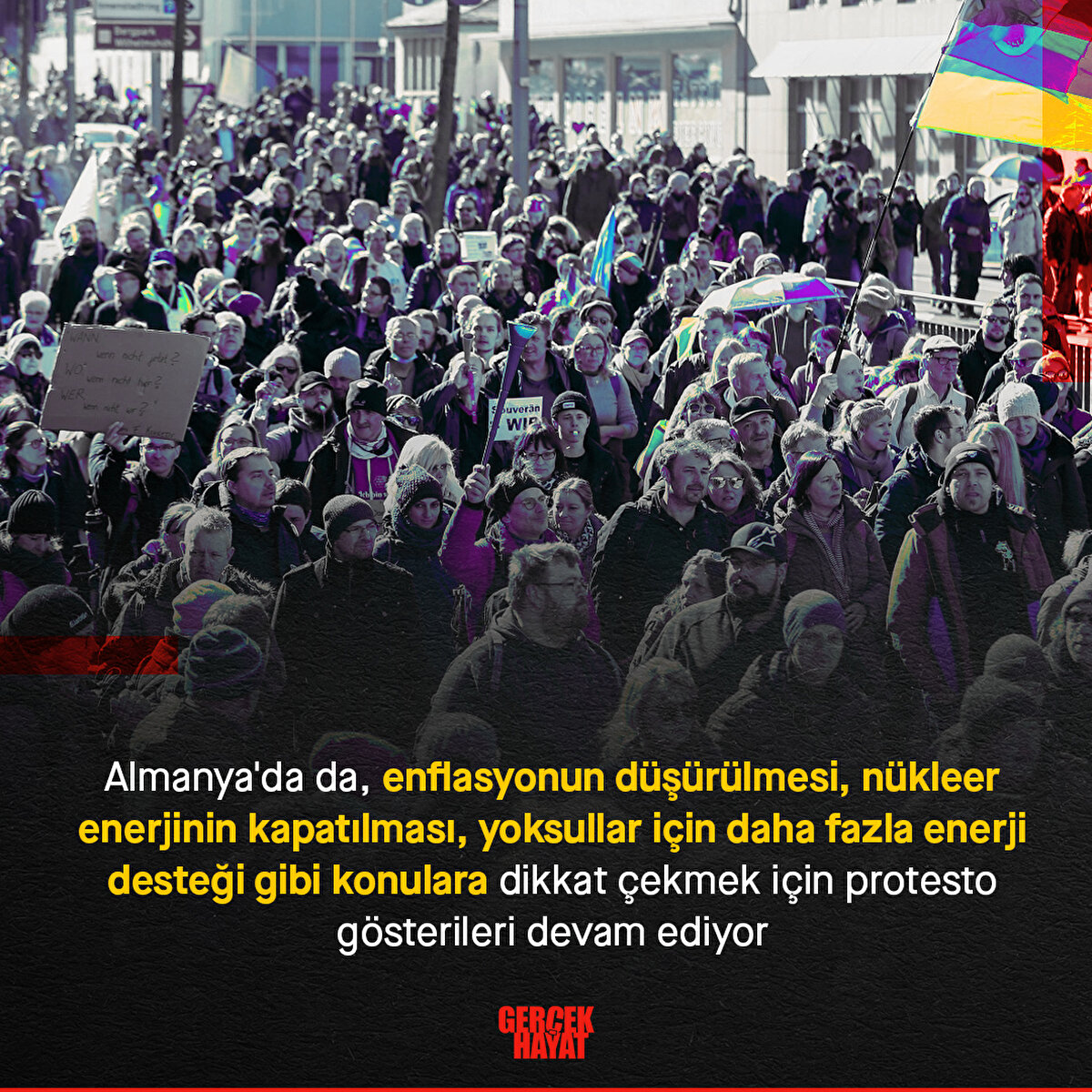 Daha fazla enerji desteği gibi konulara dikkat çekmek için protesto gösterileri devam ediyor