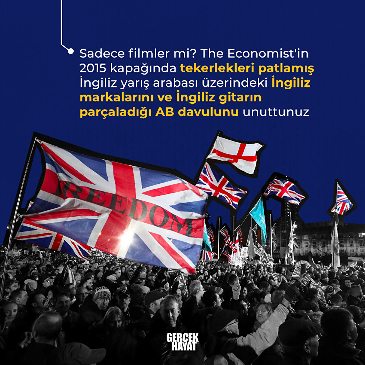 İngiliz markalarını ve İngiliz gitarın parçaladığı AB davulunu unuttunuz mu? 