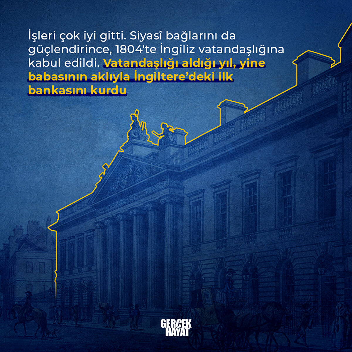 Vatandaşlığı aldığı yıl, yine babasının aklıyla İngiltere’deki ilk bankasını kurdu