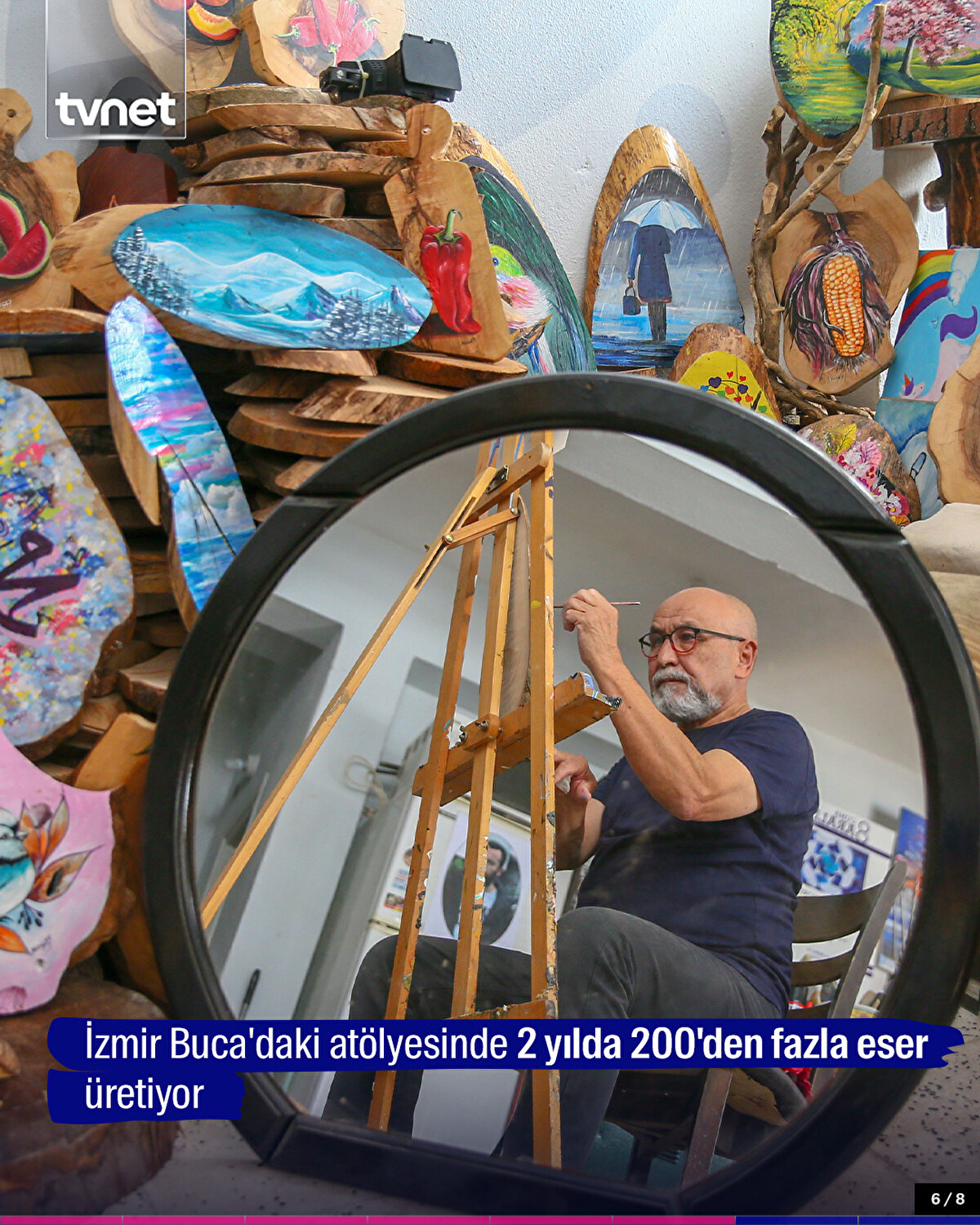 İzmir Buca'daki atölyesinde 2 yılda 200'den fazla eser üretiyor