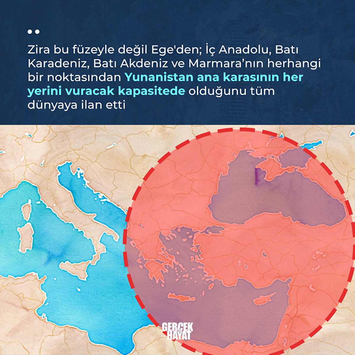 Yunanistan ana karasının her yerini vuracak kapasitede olduğunu tüm dünyaya ilan etti