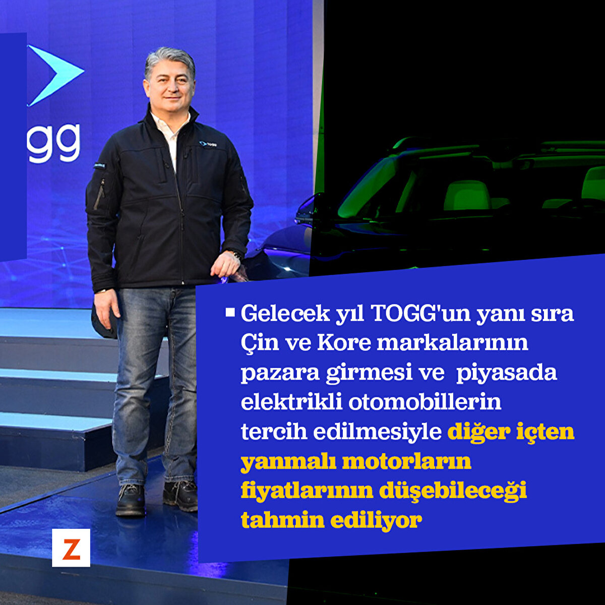 Gelecek yıl TOGG'un yanı sıra Çin ve Kore markalarının pazara girmesi ve  piyasada elektrikli otomobillerin tercih edilmesiyle diğer içten yanmalı motorların fiyatlarının düşebileceği tahmin ediliyor