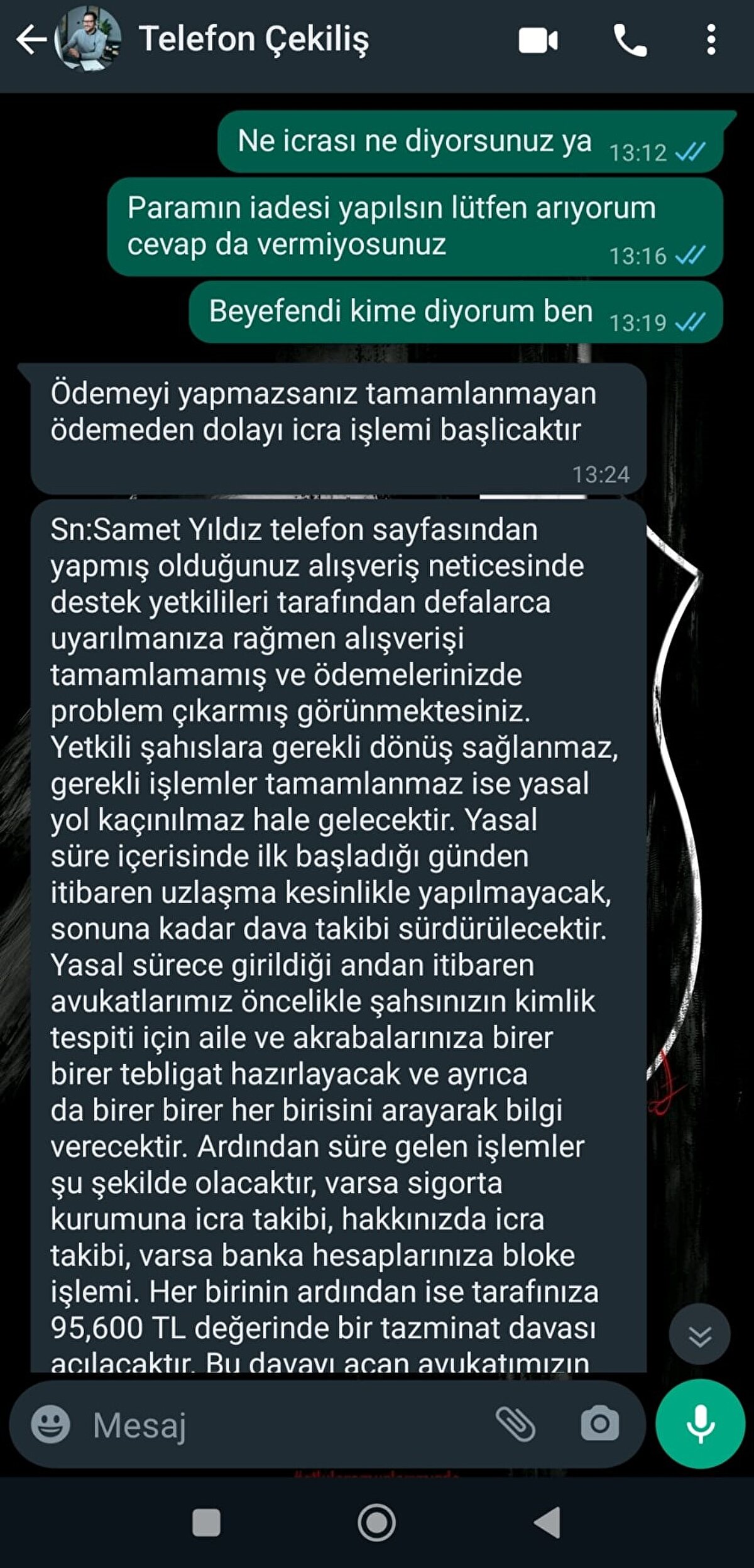 'HACKERA DA 23 BİN TL KAPTIRDIM'<br>Parasını geri almak isterken tekrar dolandırıldığını aktaran Yıldız, "Bir arkadaşım aracılığıyla ulaştığım, kendisini hacker olarak tanıtan bir kişi yardım edebileceğini söyledi. Başından böyle bir olay geçtiğini ve kurtardığını söyledi. Bizim paramızı da kurtaracağını ve 5 bin TL bir masraf tutacağını söyledi. Ben de inandım, kabul ettim. O gece bize haber yolladı, adamların hesaplarını bloke ettiğini ve hesapların yurt dışında olduğunu, onu da kendisini yapamadığını ifade etti. Yurt dışından başkasına yaptıracağını söyleyerek 10 bin TL istedi, onu da gönderdim. 'Kesin alacağım' diye konuştu. Daha sonra avukat ücreti diye farklı şekillerde para istedi ve toplamda ona da 23 bin TL para kaptırmış oldum" diye konuştu.