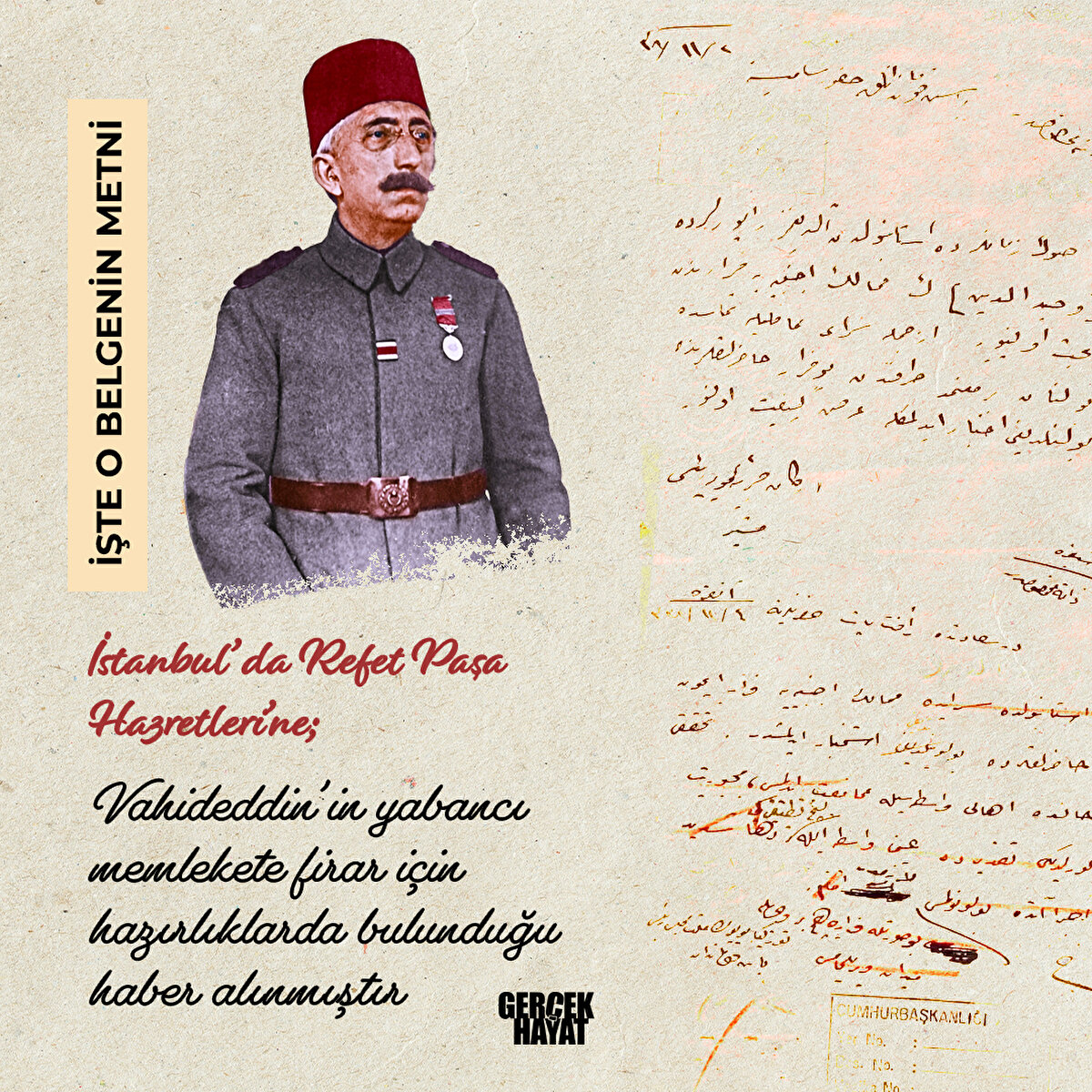 Vahideddin’in yabancı memlekete firar için hazırlıklarda bulunduğu haber alınmıştır