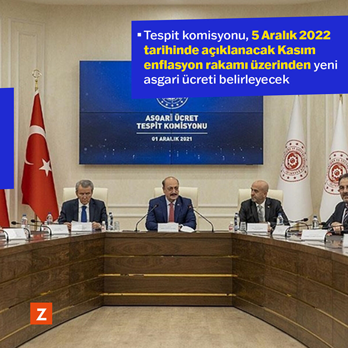 Tespit komisyonu, 5 Aralık 2022 tarihinde açıklanacak Kasım enflasyon rakamı üzerinden yeni asgari ücreti belirleyecek