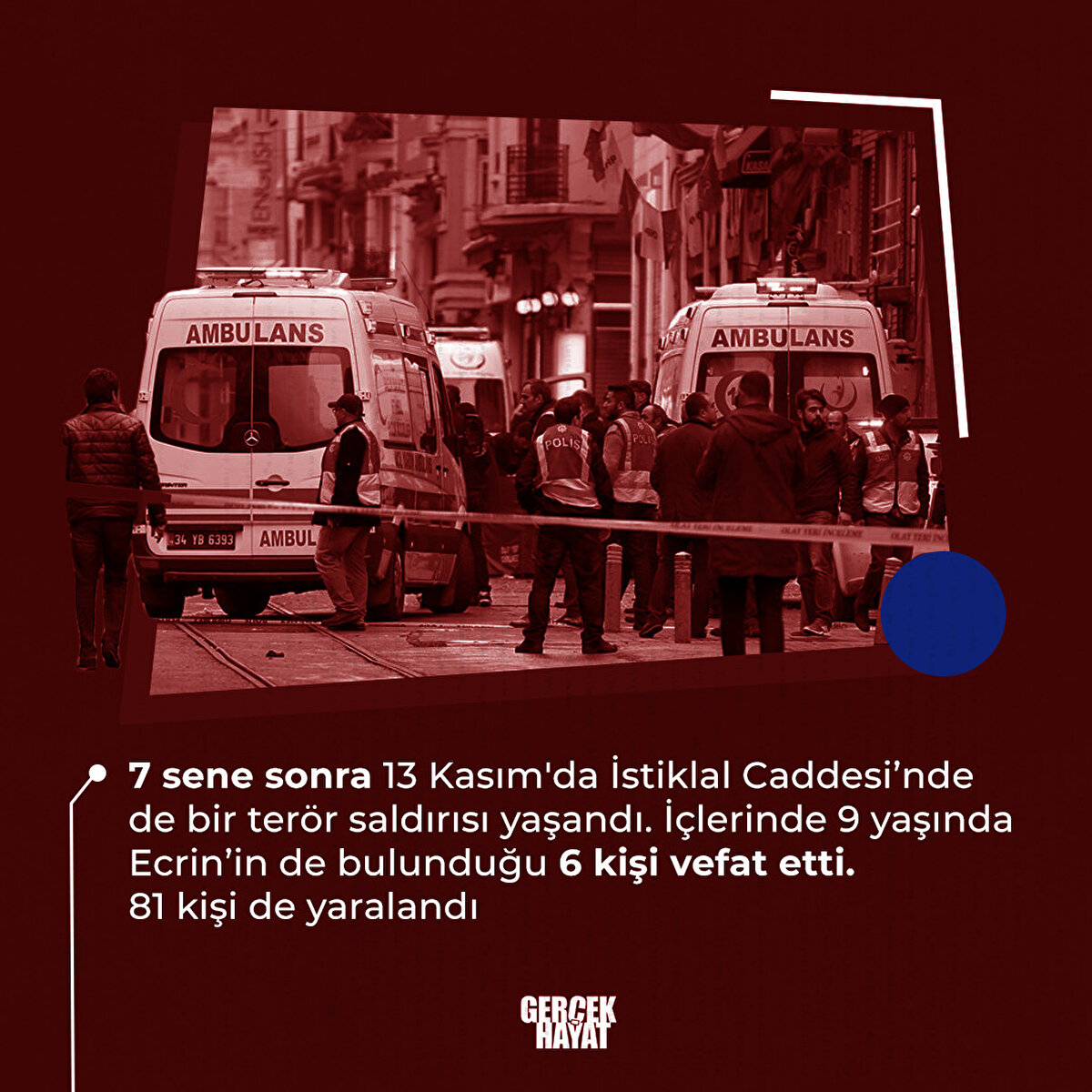 7 sene sonra 13 Kasım'da İstiklal Caddesi’nde de bir ter&#246;r saldırısı yaşandı