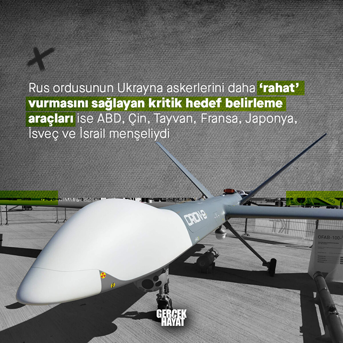 Hedef belirleme araçları ise ABD, Çin, Tayvan, Fransa, Japonya, İsveç ve İsrail menşeliydi