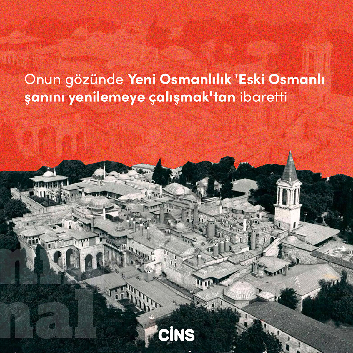 Onun g&#246;z&#252;nde Yeni Osmanlılık 'Eski Osmanlı şanını yenilemeye &#231;alışmak'tan ibaretti.