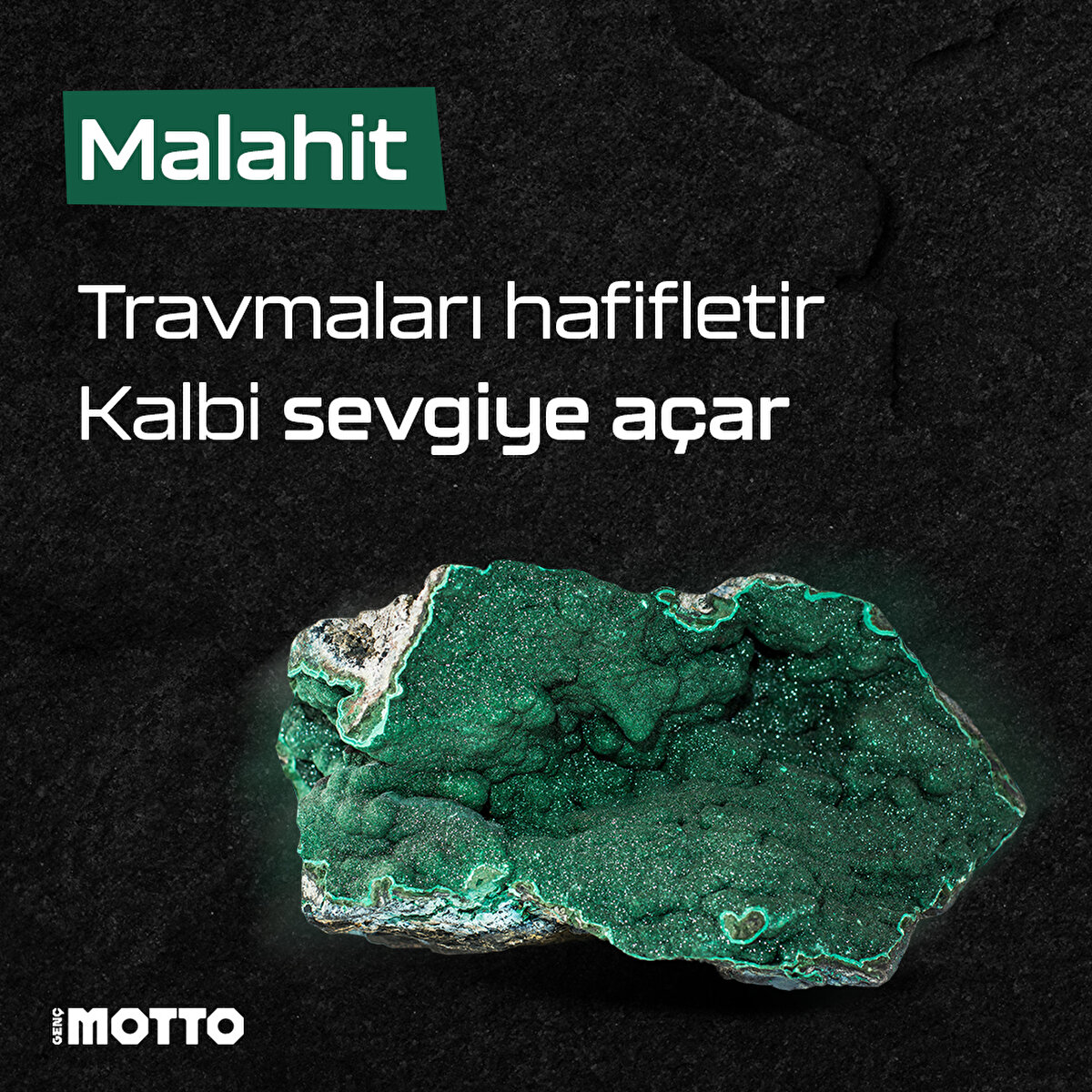 Malahit, travmaları hafifletir ve kalbi sevgiye açar