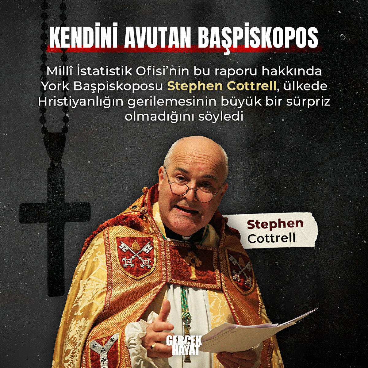 Cottrell, &#252;lkede Hıristiyanlığın gerilemesinin b&#252;y&#252;k bir s&#252;rpriz olmadığını s&#246;yledi