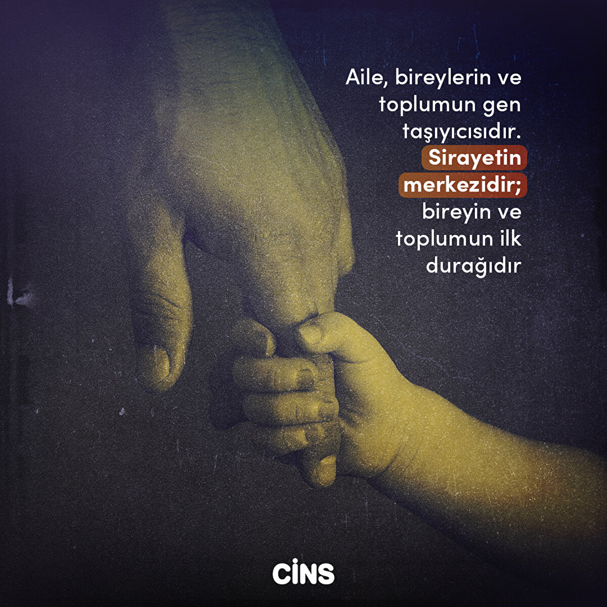 Aile, bireylerin ve toplumun gen taşıyıcısıdır. Sirayetin merkezidir; bireyin ve toplumun ilk durağıdır