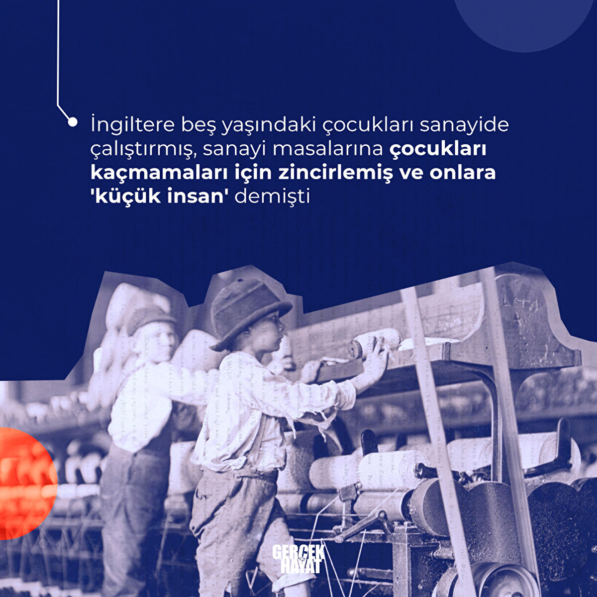 İngiltere beş yaşındaki çocukları sanayide çalıştırmış, sanayi masalarına çocukları kaçmamaları için zincirlemiş ve onlara 'küçük insan' demişti