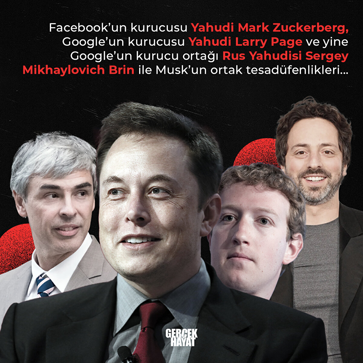 Facebook'un kurucusu, Google'un kurucusu ve yine Google'un kurucu ortağı ile Musk'un ortak tesad&#252;fenlikleri...