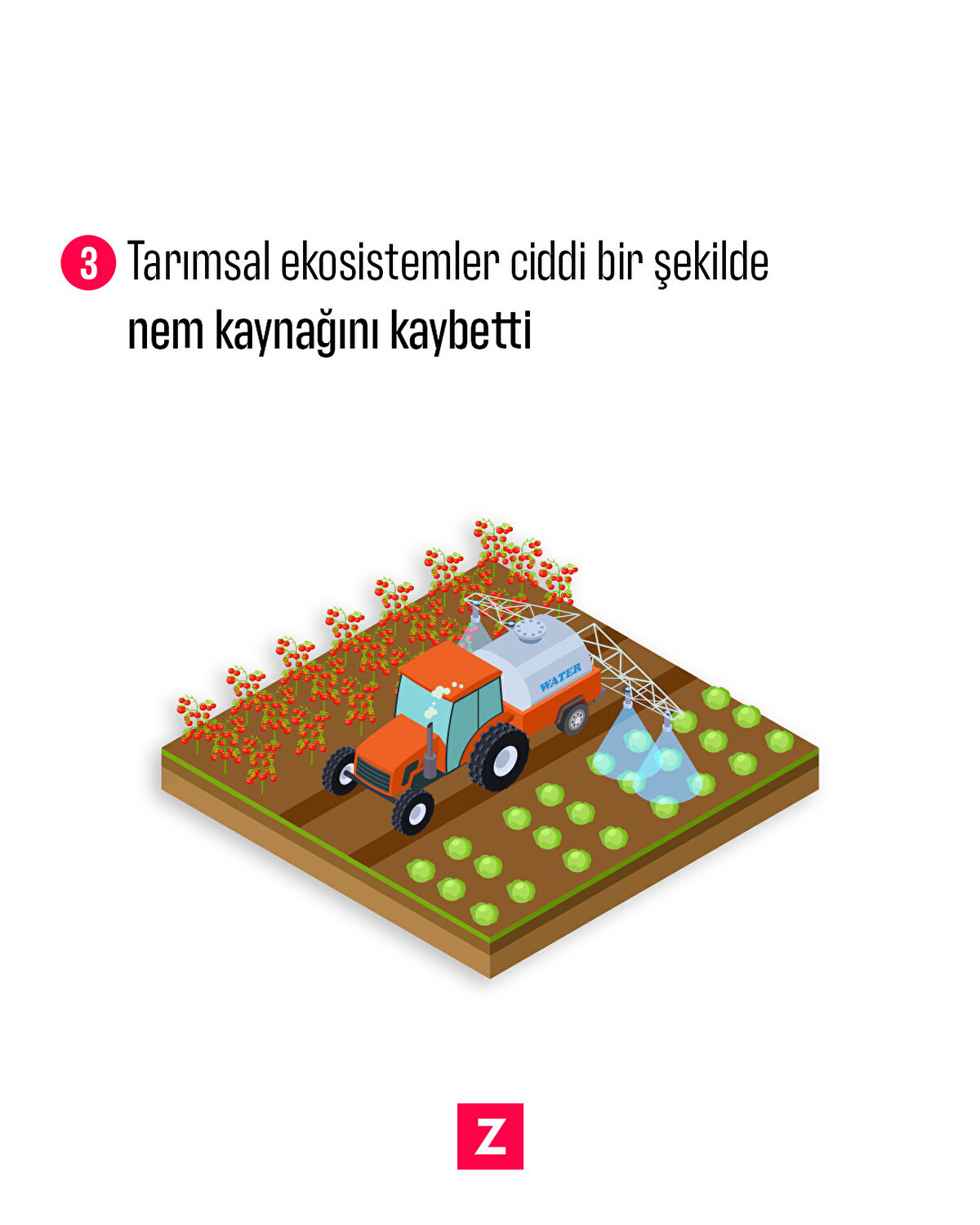 -Tarımsal ekosistemler ciddi bir şekilde nem kaynağını kaybetti