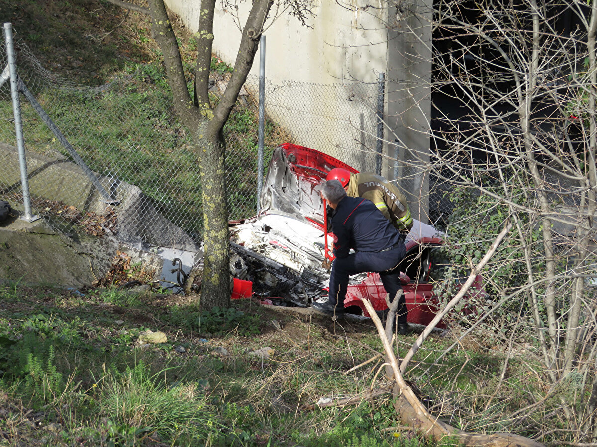 Otomobilin sürücüsü Araz Alem, kazayı burnu bile kanamadan atlattı. Ağaçlık alana çarparak şarampole düşen otomobilin motorunun yerinden çıktığı görüldü.