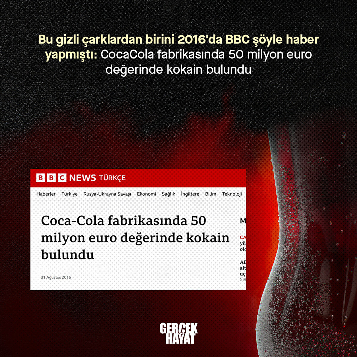 CocaCola fabrikasında 50 milyon euro değerinde kokain bulundu