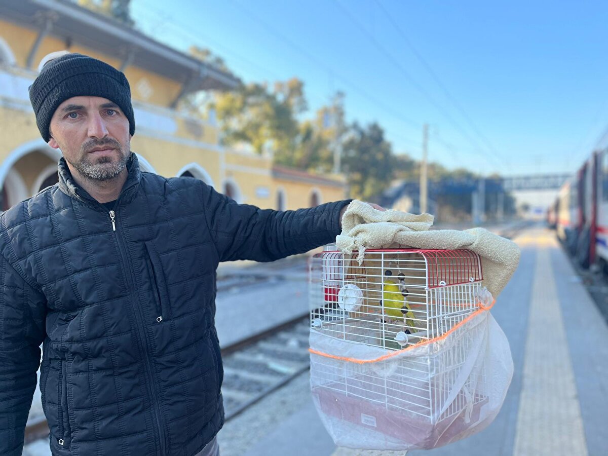 Depreme evinde yakalanan Yusuf Bülbül, iki çocuğu ve kuşu 'Güneş'i alarak kaçtı. Bülbül, şu anda ailesi ve muhabbet kuşlarıyla evinin olduğu mahallede çadırda kalıyor.