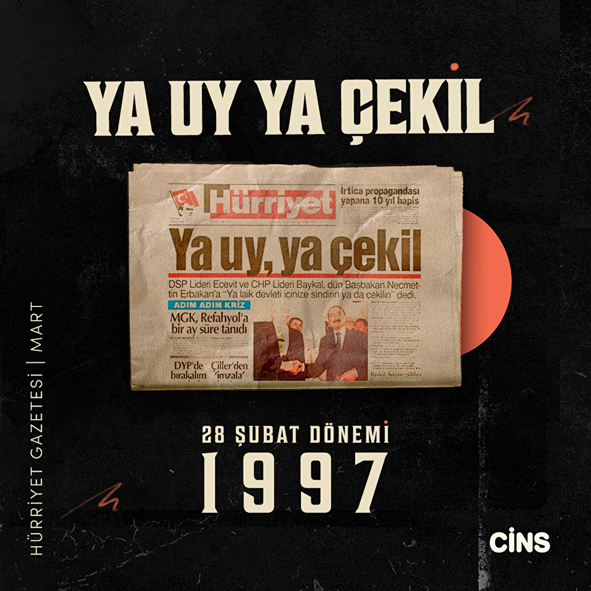 Ya Uy Ya Çekil (28 Şubat Dönemi) – Hürriyet Gazetesi, Mart 1997