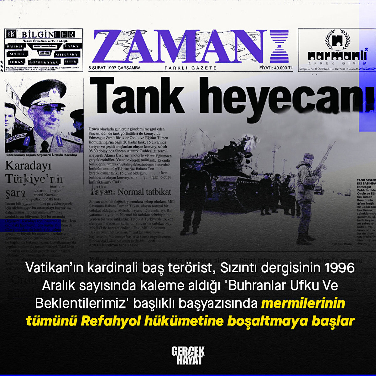 'Buhranlar Ufku Ve Beklentilerimiz' başlıklı başyazısında mermilerinin tümünü Refahyol hükümetine boşaltmaya başlar