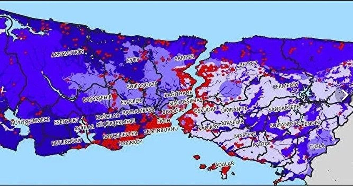 Anadolu yakasında ise Üsküdar, Küçüksu, Çekmeköy, Polonezköy gibi yerlerin riski sahil kesimlerine göre daha düşük.<br><br>