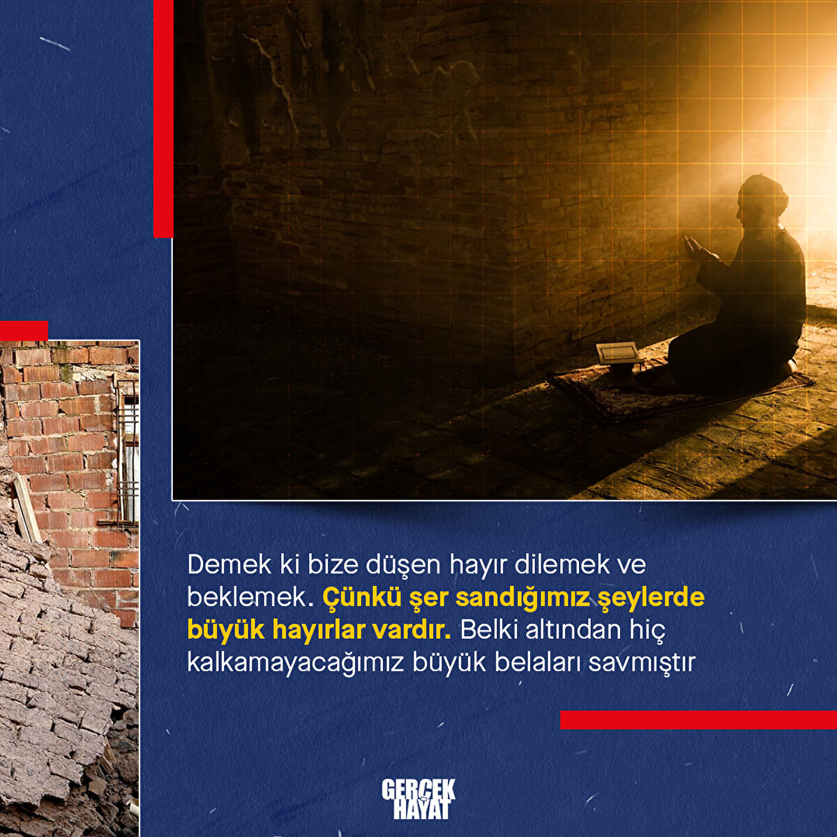 Belki altından hiç kalkamayacağımız büyük belaları savmıştır