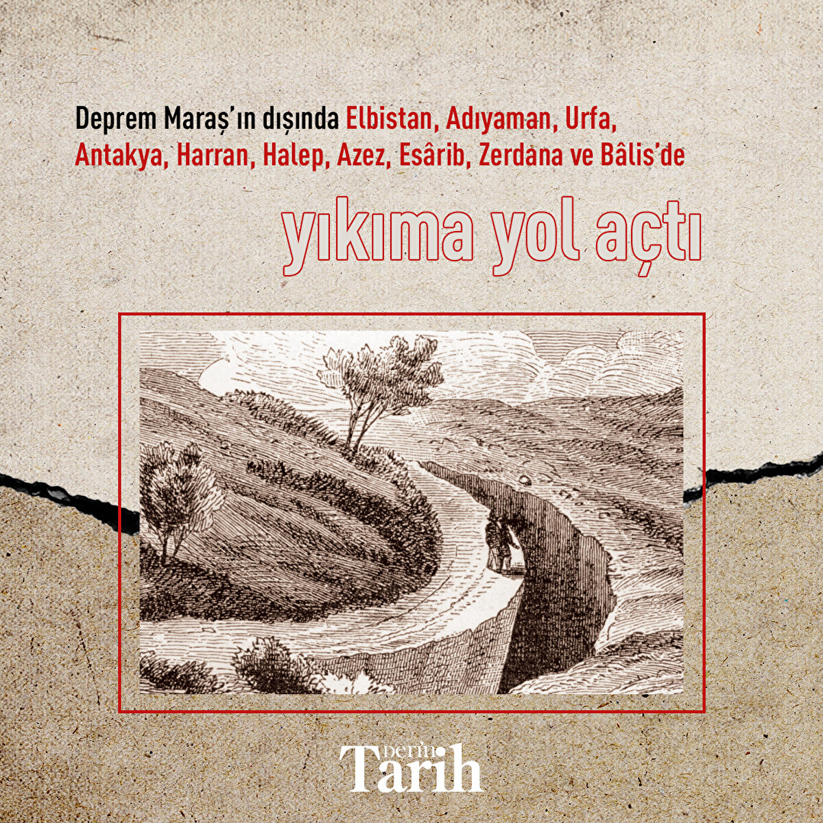 Deprem Maraş’ın dışında Elbistan, S&#238;s (Kozan), Misis, Keysun, S&#252;meysat (Samsat), Hısn-ı Mans&#251;r (Adıyaman), Raban, Urfa, Antakya, Harran, Haleb, Azez, Es&#226;rib, Zerdana ve B&#226;lis’de yıkıma yol a&#231;tı