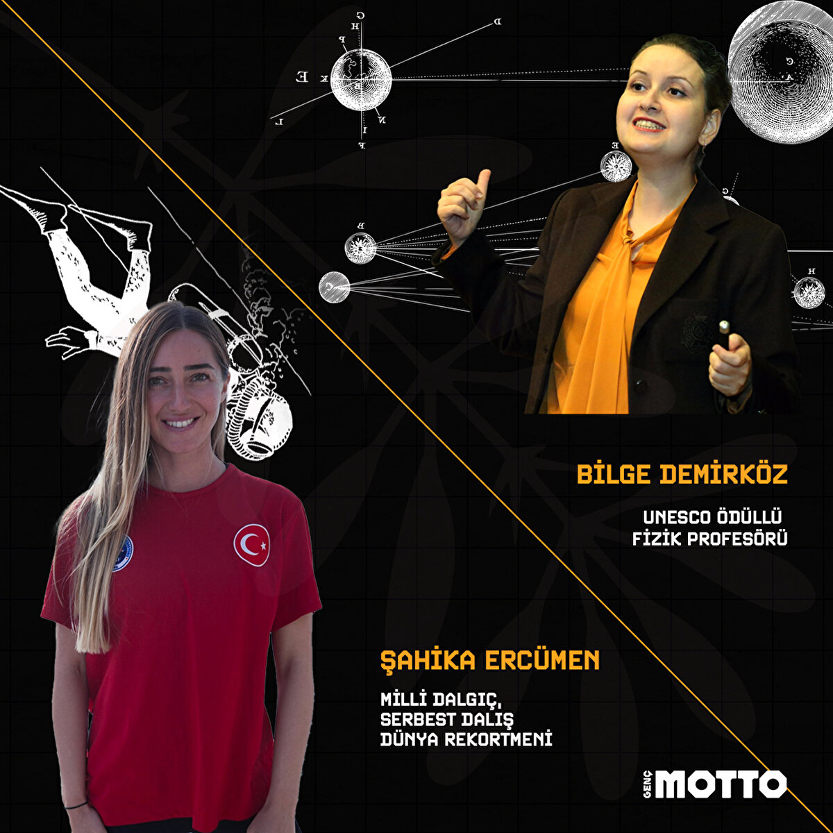 Bilge Demirk&#246;z UNESCO &#246;d&#252;ll&#252; fizik profes&#246;r&#252; /Şahika Erc&#252;menMilli dalgı&#231;, serbest dalış d&#252;nya rekortmeni