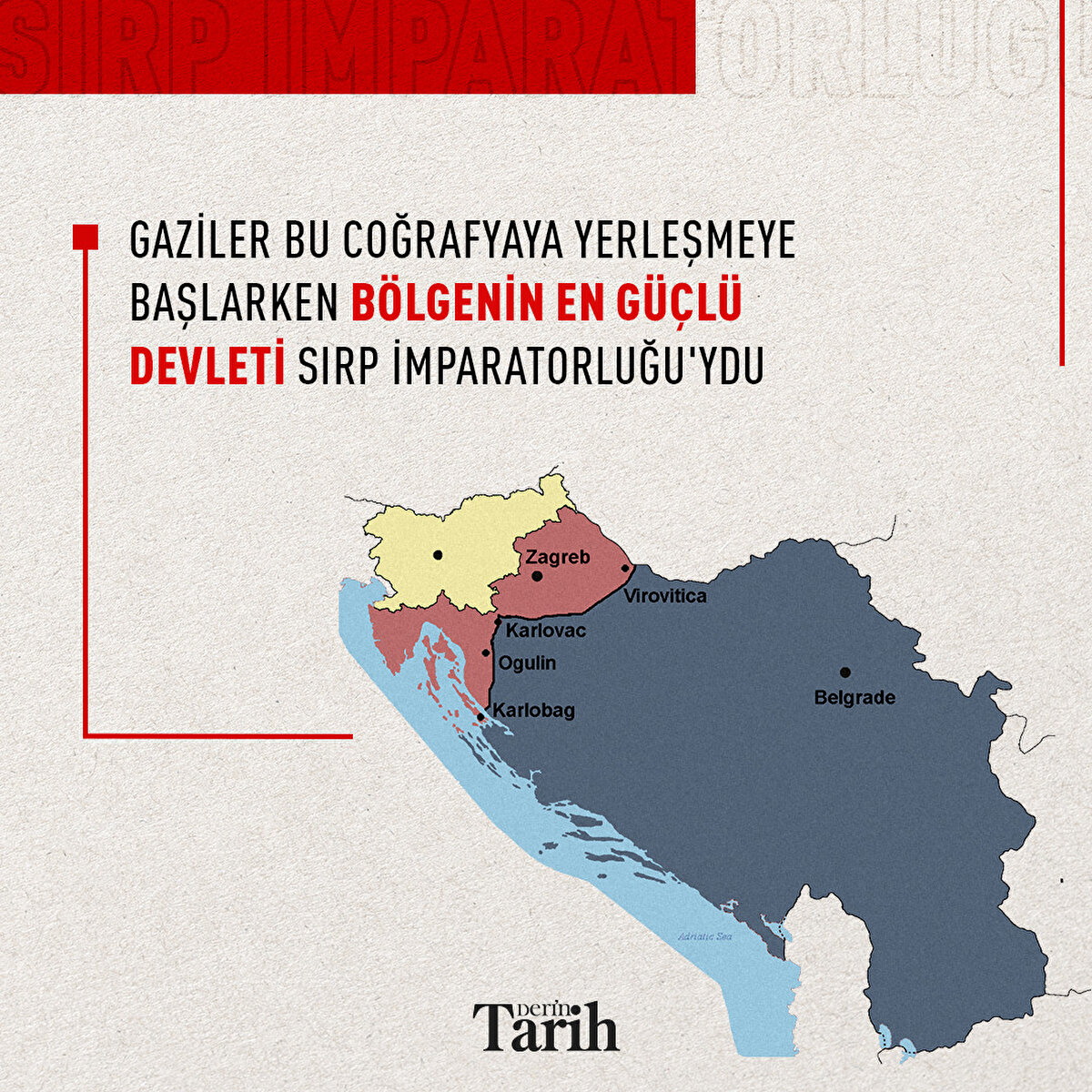 Gaziler bu coğrafyaya yerleşmeye başlarken bölgenin en güçlü devleti Sırp İmparatorluğu'ydu