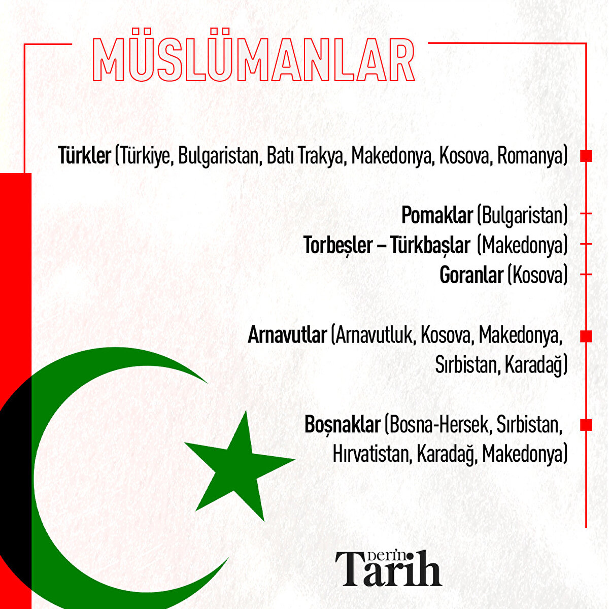 Müslümanlar: Türkler, Arnavutlar, Boşnaklar.