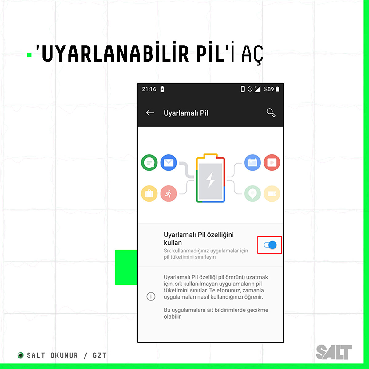 Uyarlanabilir pili a&#231;.