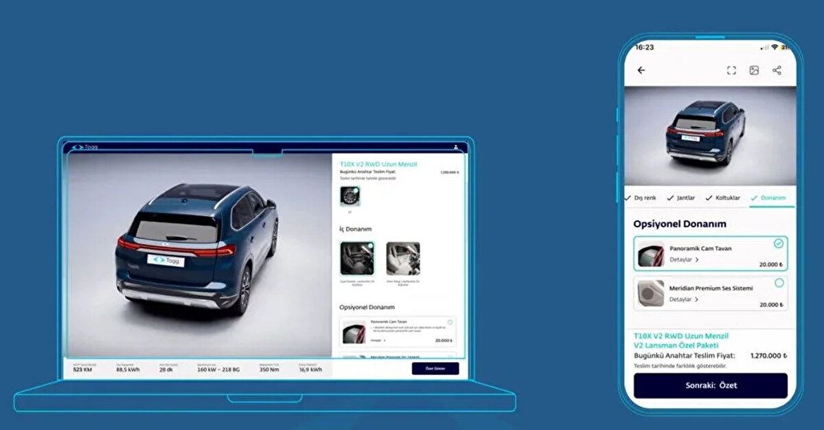 Kullanıcılar, T10X’in geniş hacimli iç tasarımını yakınlaştırarak veya daha geniş bir açıdan görebilecek. Sonrasında da diledikleri opsiyonel donanımları ekleyip, lansmana özel avantajlı donanım paketlerinin detaylarını görüntüleyebilecek.