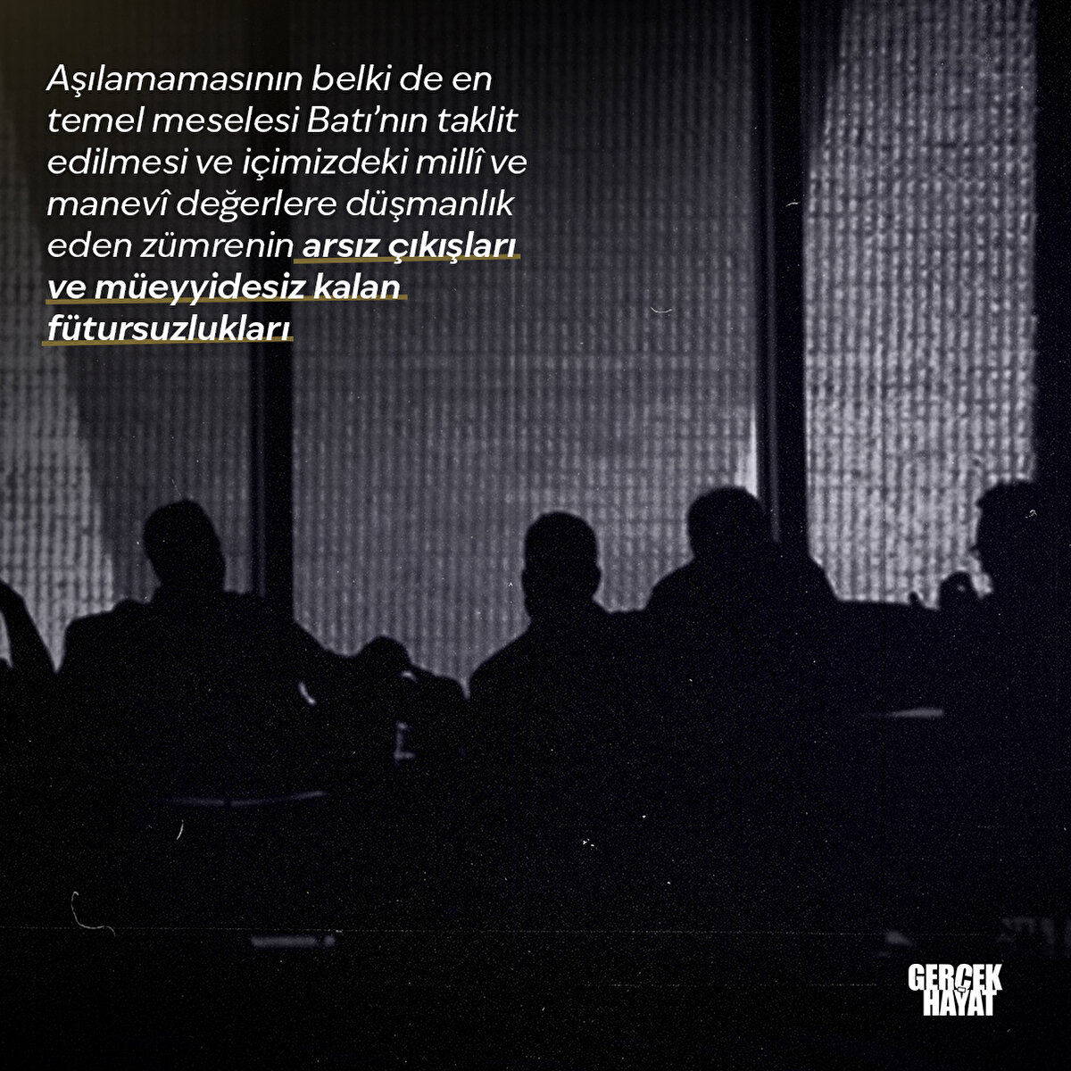 Aşılamamasının belki de en temel meselesi Batı’nın taklit edilmesi