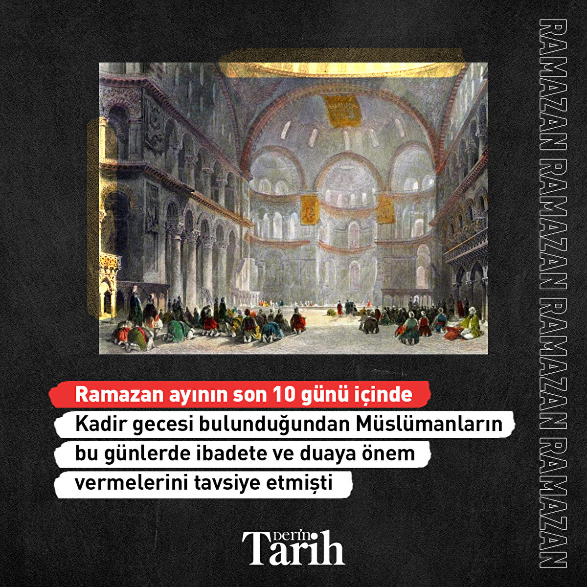 Ramazan ayının son 10 günü içinde Kadir gecesi bulunduğundan Müslümanların bu günlerde ibadete ve duaya önem vermelerini tavsiye etmişti