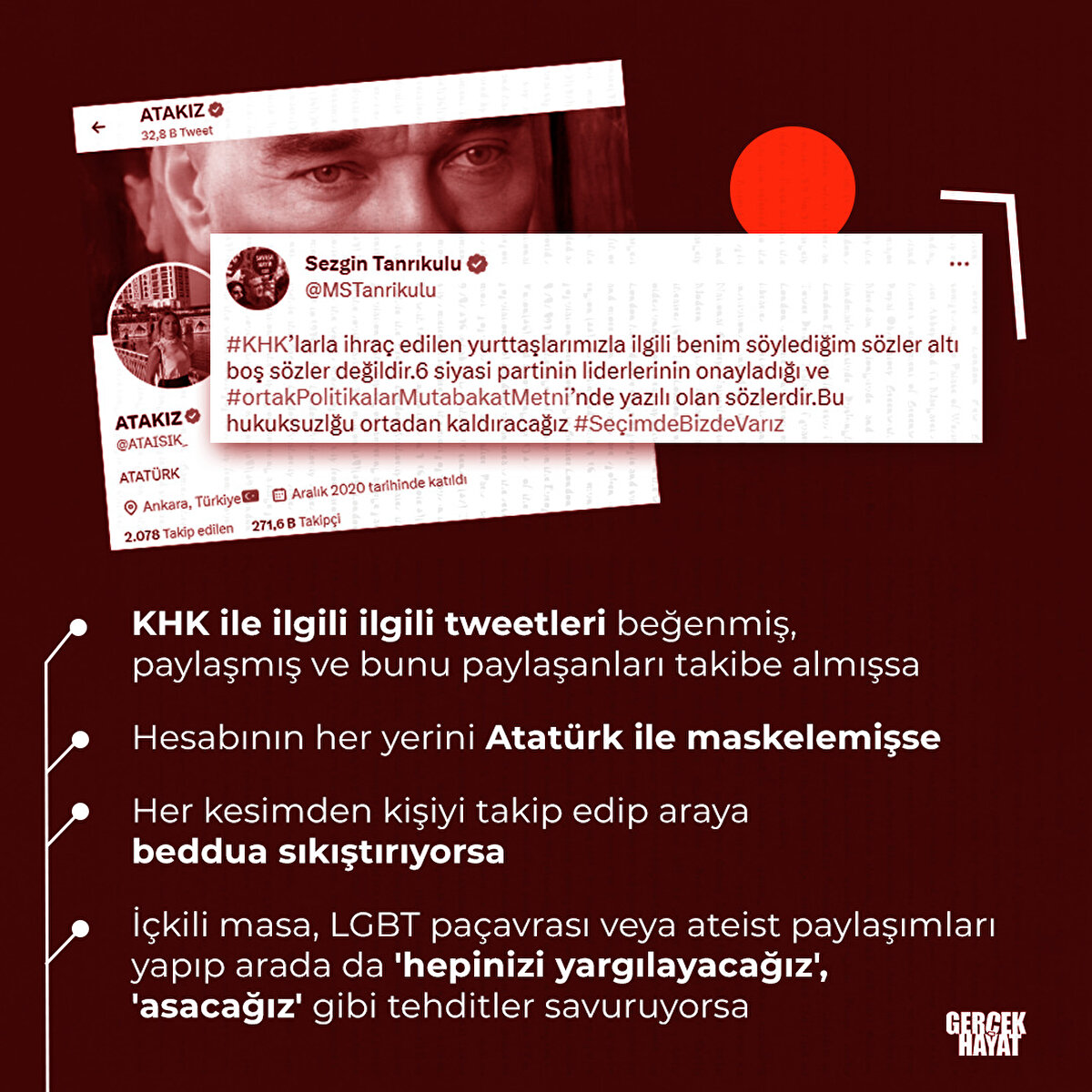 Hesabının her yerini Atatürk ile maskelemişse