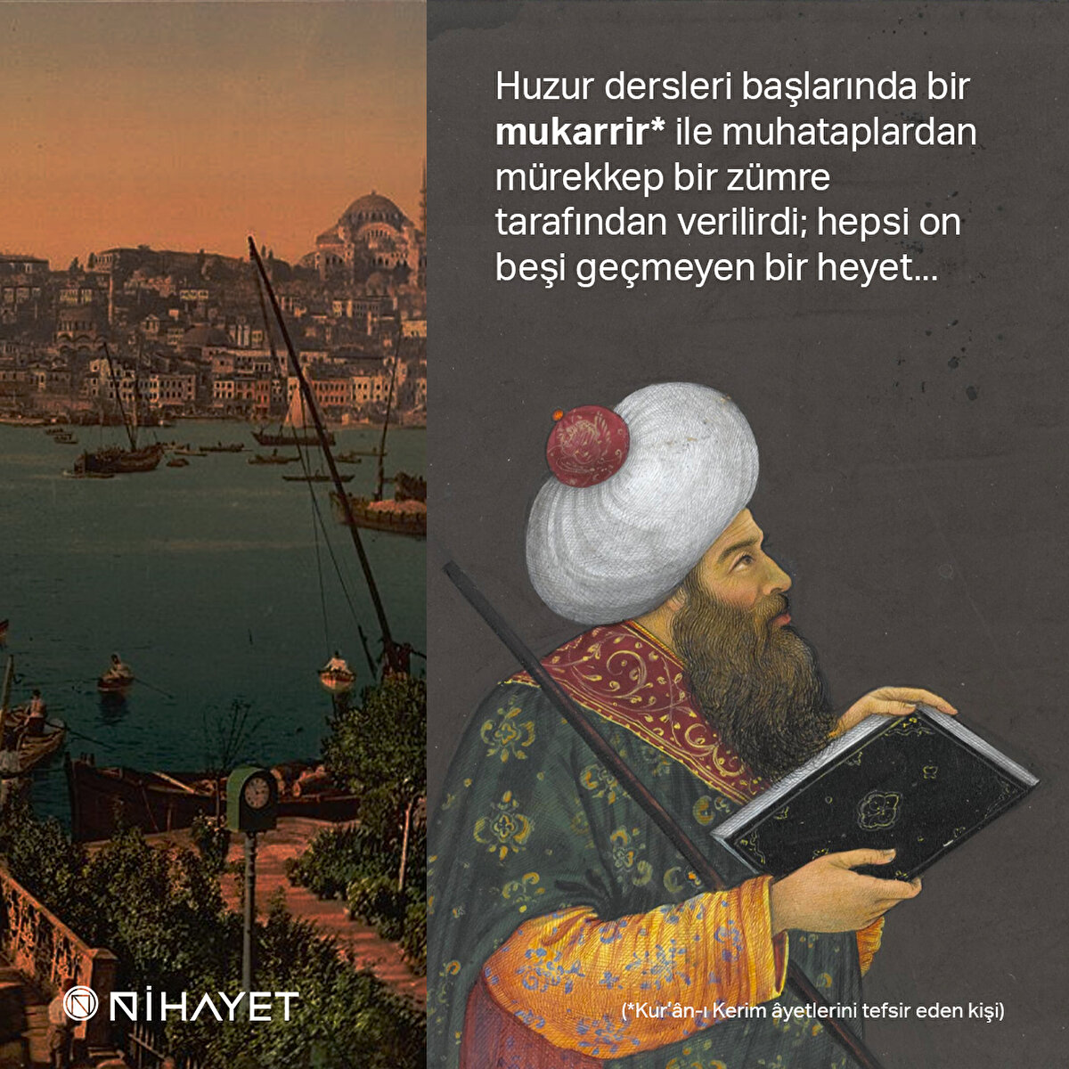 Huzur dersleri başlarında bir mukarrir ile muhataplardan mürekkep bir zümre tarafından verilirdi; hepsi on beşi geçmeyen bir heyet...
