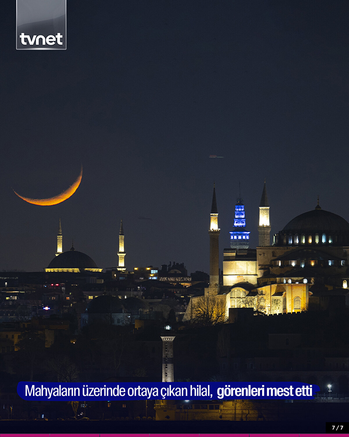 Mahyaların üzerinde ortaya çıkan hilal, görenleri mest etti