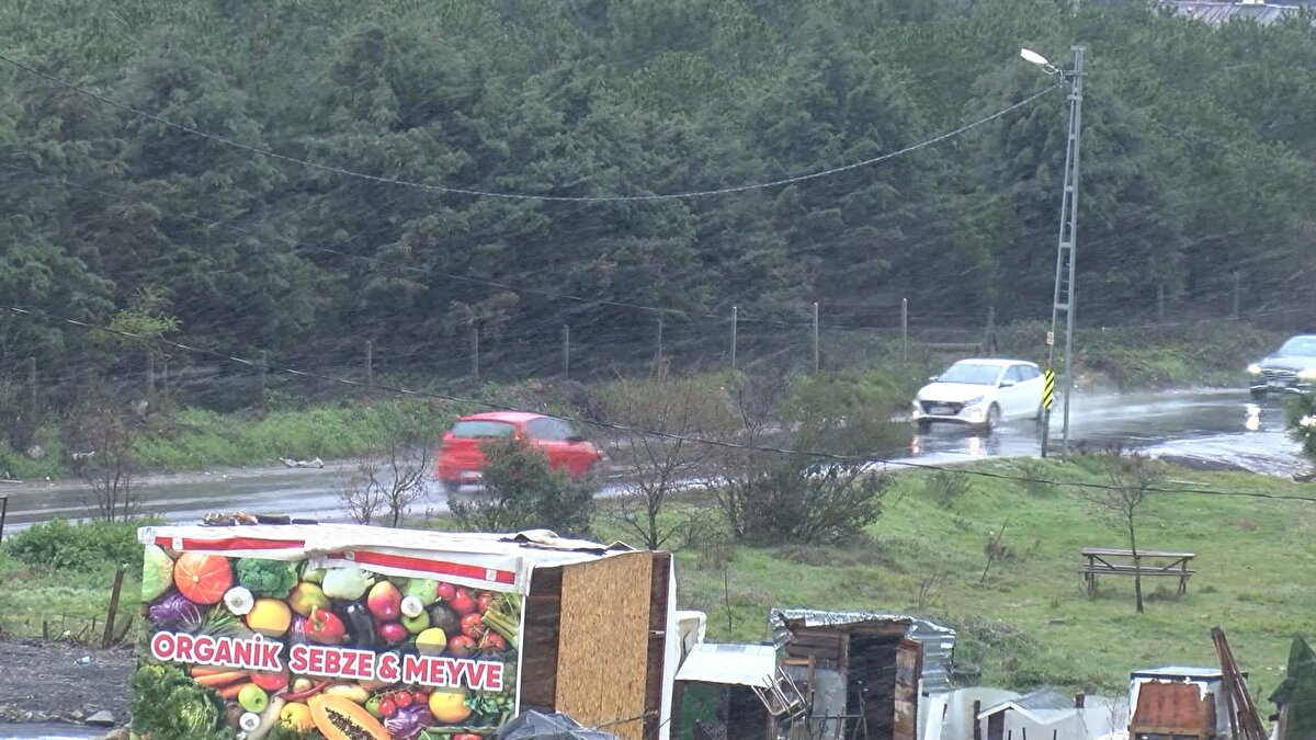 Hava sıcaklığının 2 ile 0 derece arasında değiştiği Kartal, Aydos Ormanı'nın yüksek kesimleri kar yağışı nedeniyle beyaza büründü.
