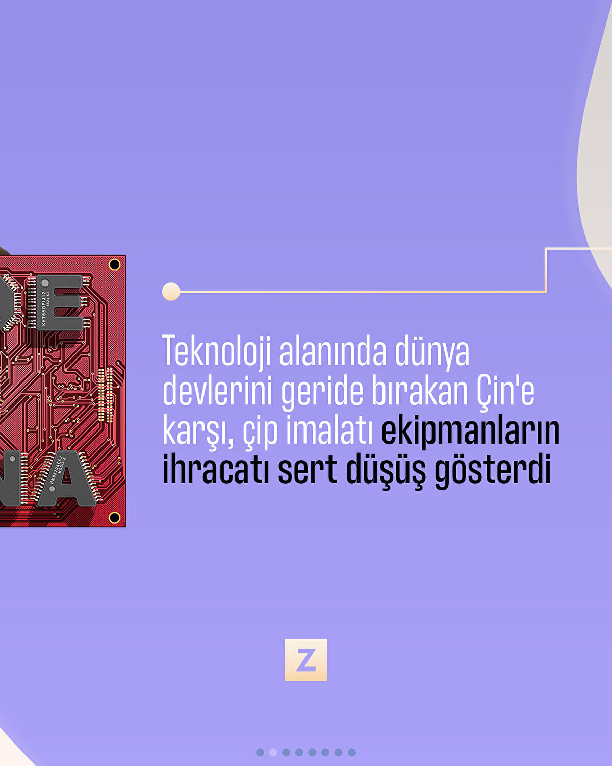 Teknoloji alanında dünya devlerini geride bırakan Çin'e karşı, çip imalatı ekipmanların ihracatı sert düşüş gösterdi