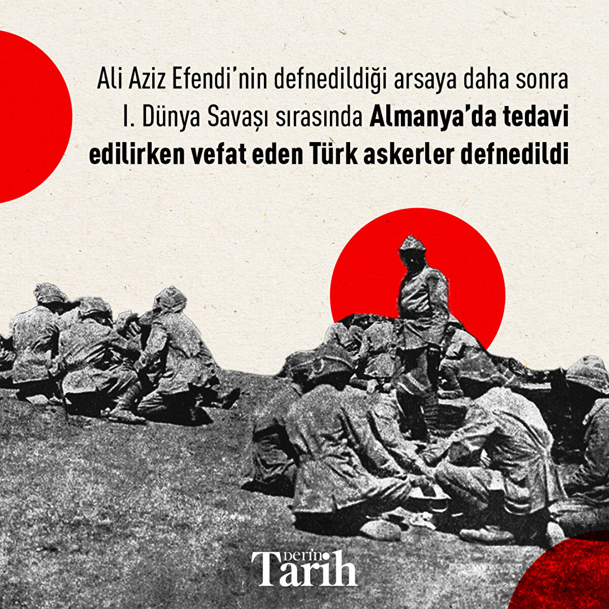 Ali Aziz Efendi’nin defnedildiği arsaya daha sonra I. Dünya Savaşı sırasında Almanya’da tedavi edilirken vefat eden Türk askerler defnedildi