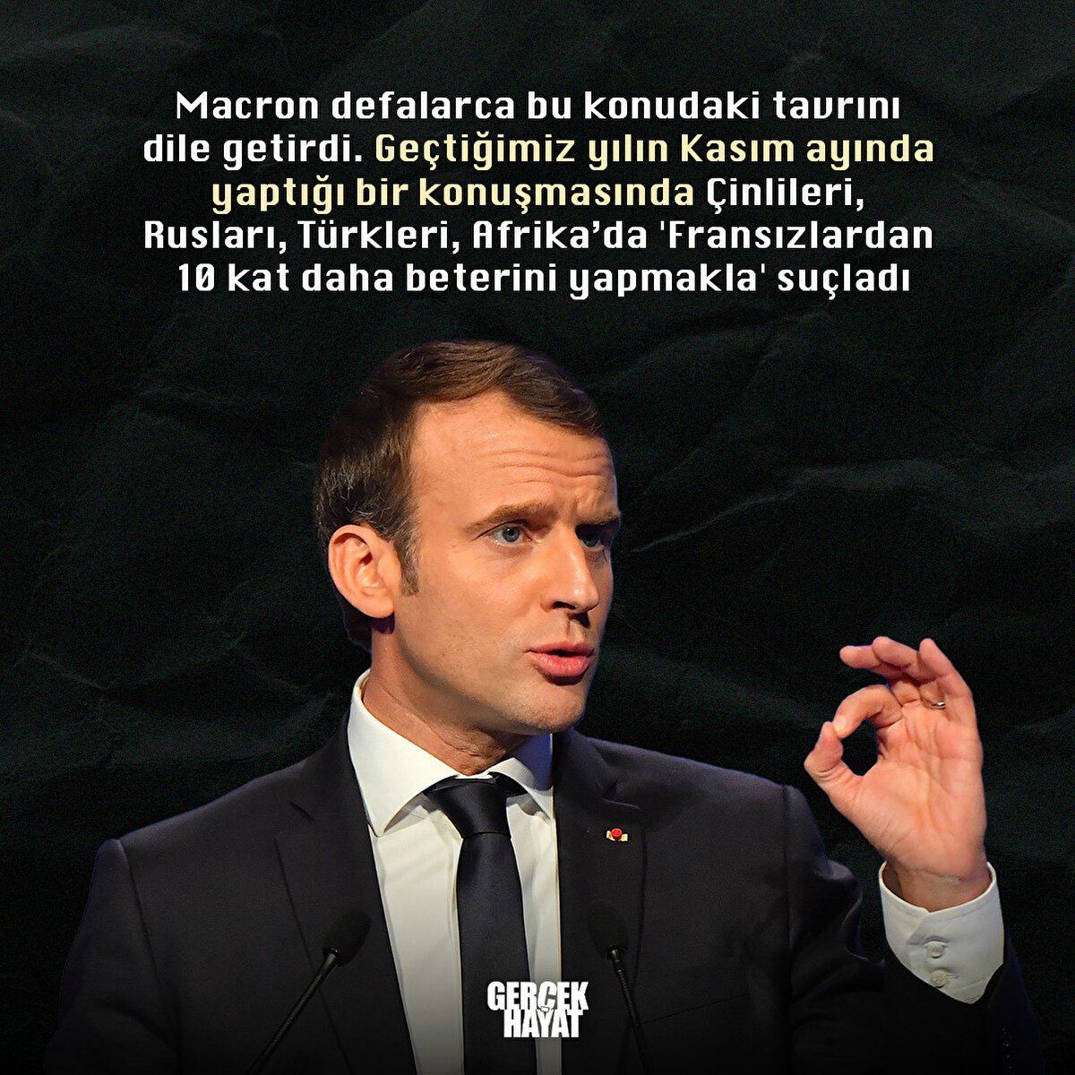 'Fransızlardan 10 kat daha beterini yapmakla' suçladı