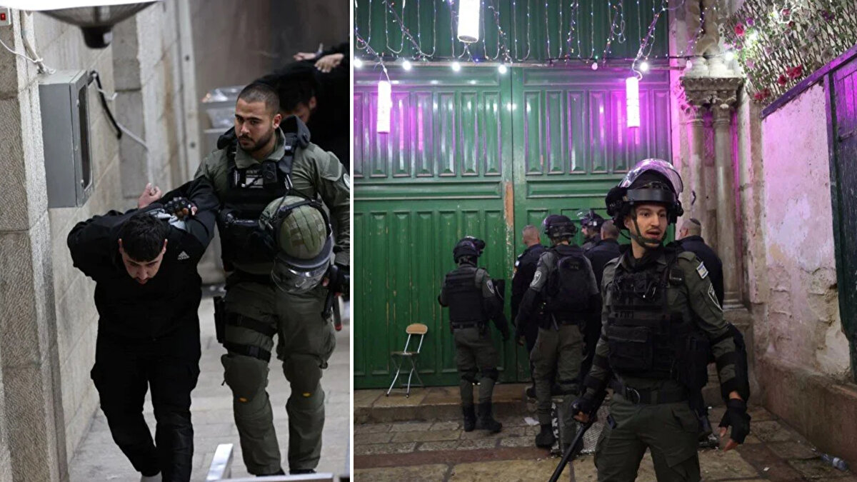 İsrail polisi, işgal altındaki Doğu Kudüs'te bulunan Mescid-i Aksa'ya baskın düzenleyerek Kıble Mescidi'ne sığınanlara ses bombası ve kauçuk kaplı mermiyle müdahale etti.<br><br>