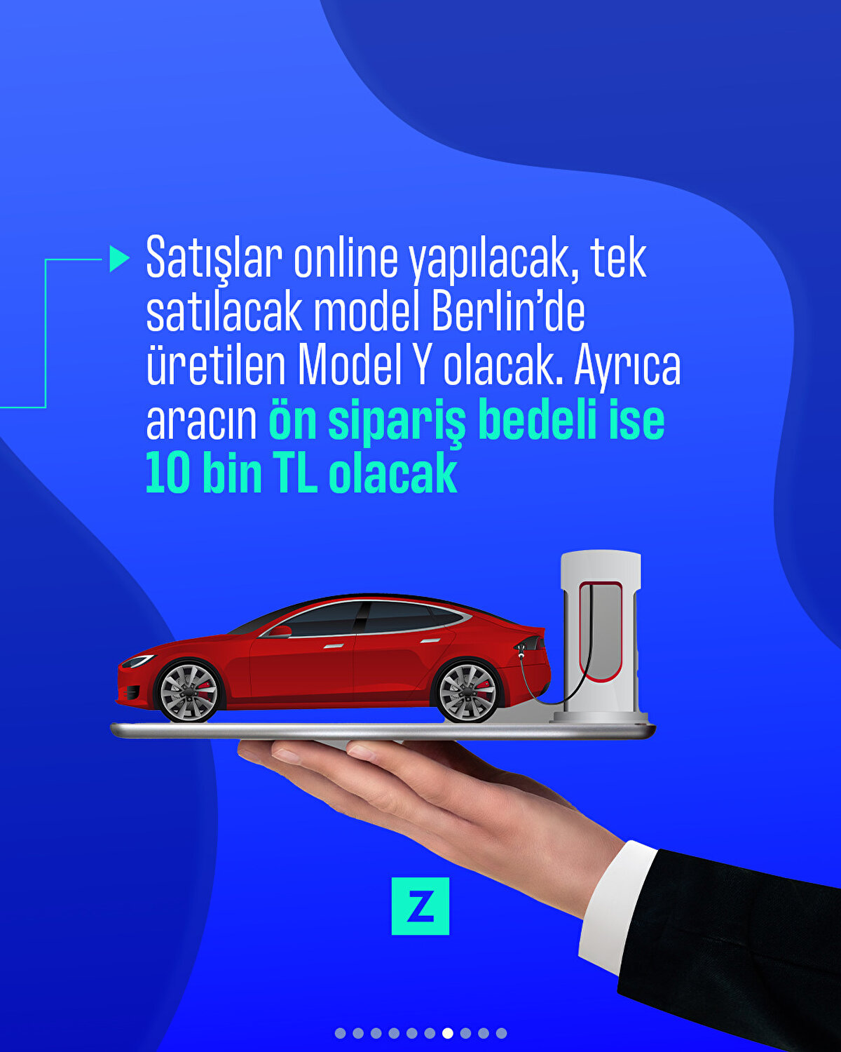 Satışlar online yapılacak, tek satılacak model Berlin’de üretilen Model Y olacak. Ayrıca aracın ön sipariş bedeli ise 10 bin TL olacak