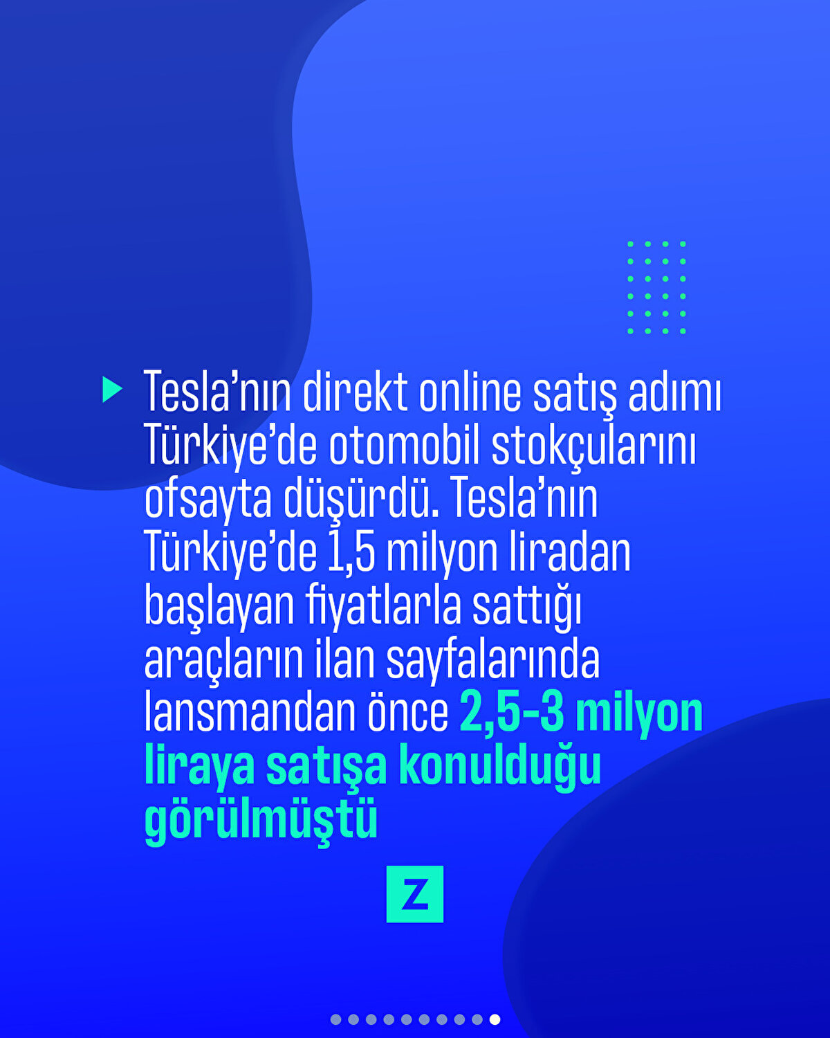 Tesla’nın direkt online satış adımı Türkiye’de otomobil stokçularını ofsayta düşürdü. Tesla’nın Türkiye’de 1,5 milyon liradan başlayan fiyatlarla sattığı araçların ilan sayfalarında lansmandan önce 2,5-3 milyon liraya satışa konulduğu görülmüştü