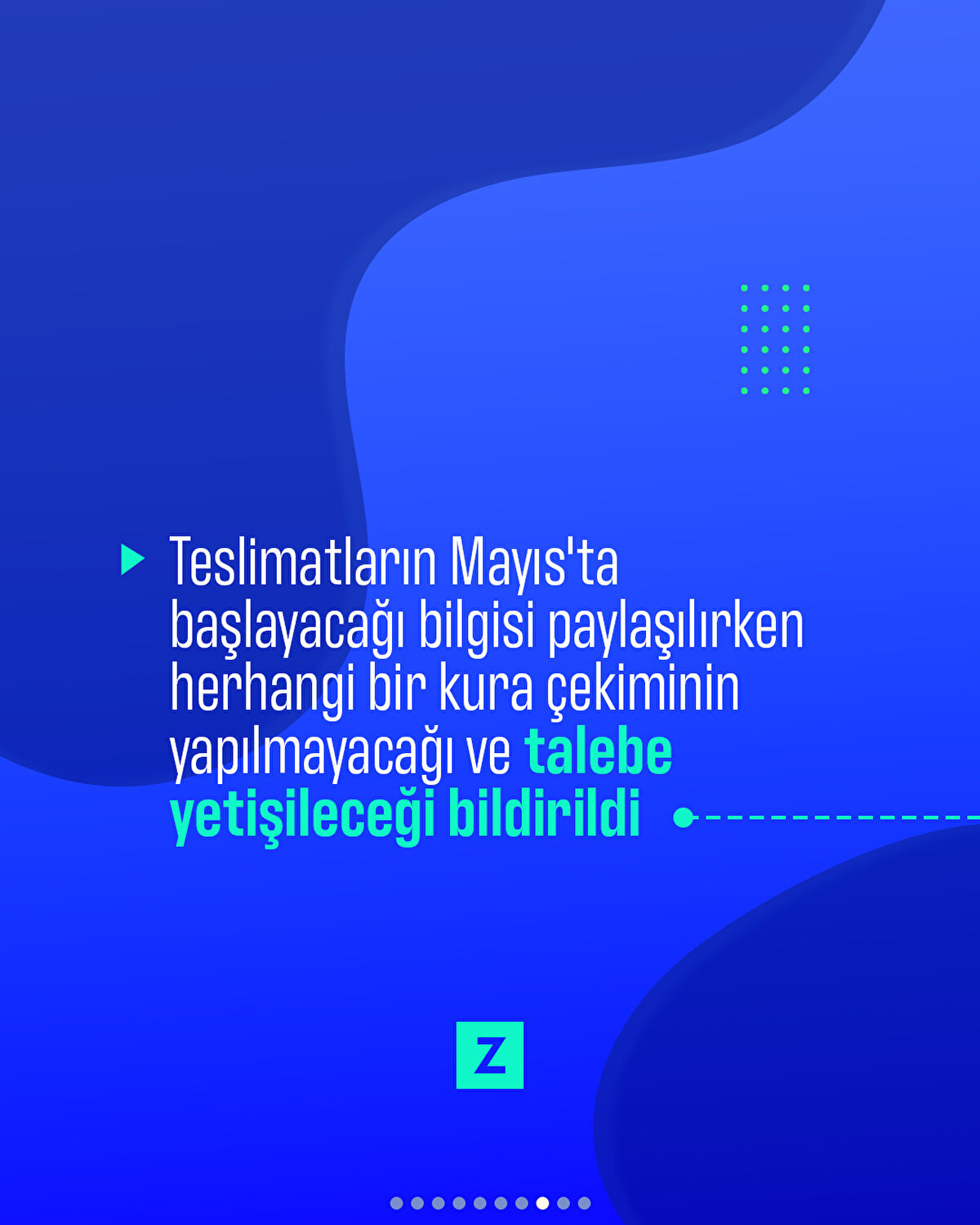 Teslimatların Mayıs'ta başlayacağı bilgisi paylaşılırken herhangi bir kura çekiminin yapılmayacağı ve talebe yetişileceği bildirildi