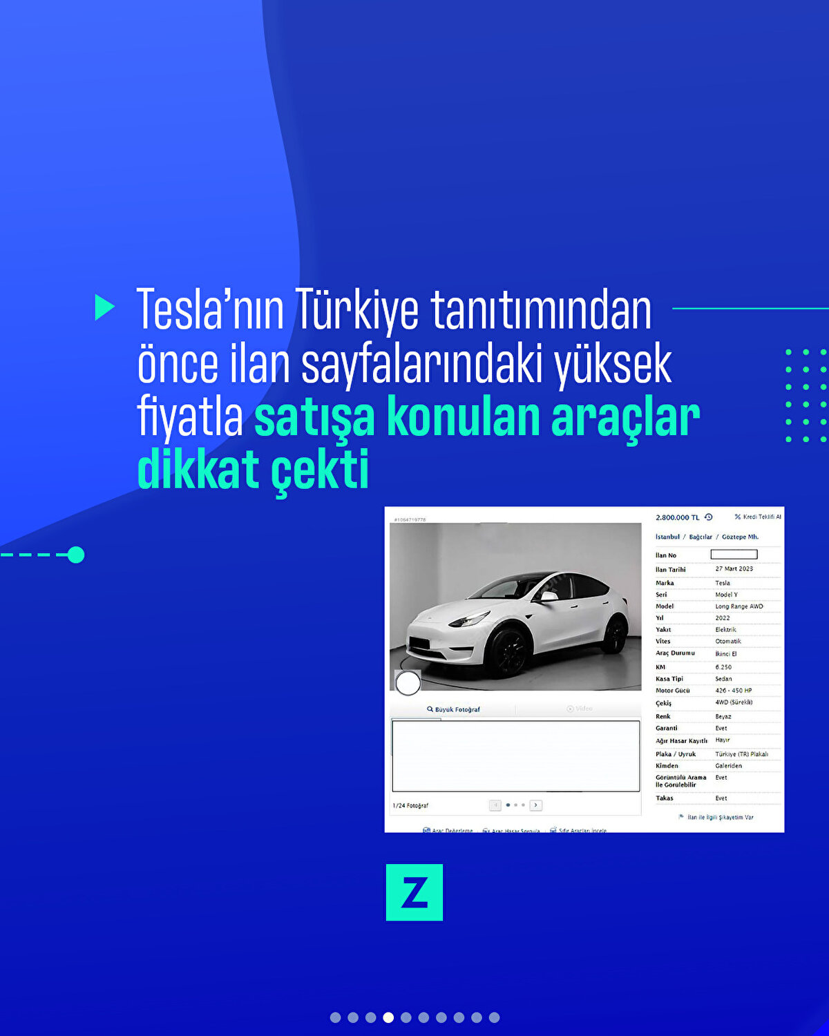 Tesla’nın Türkiye tanıtımından önce ilan sayfalarındaki yüksek fiyatla satışa konulan araçlar dikkat çekti