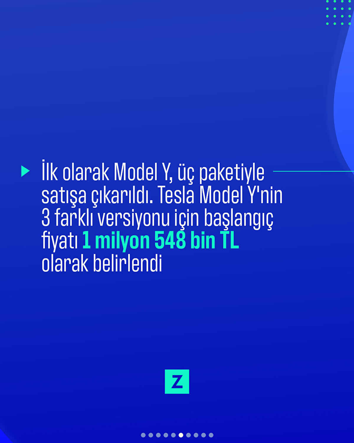İlk olarak Model Y, üç paketiyle satışa çıkarıldı. Tesla Model Y'nin 3 farklı versiyonu için başlangıç fiyatı 1 milyon 548 bin TL olarak belirlendi