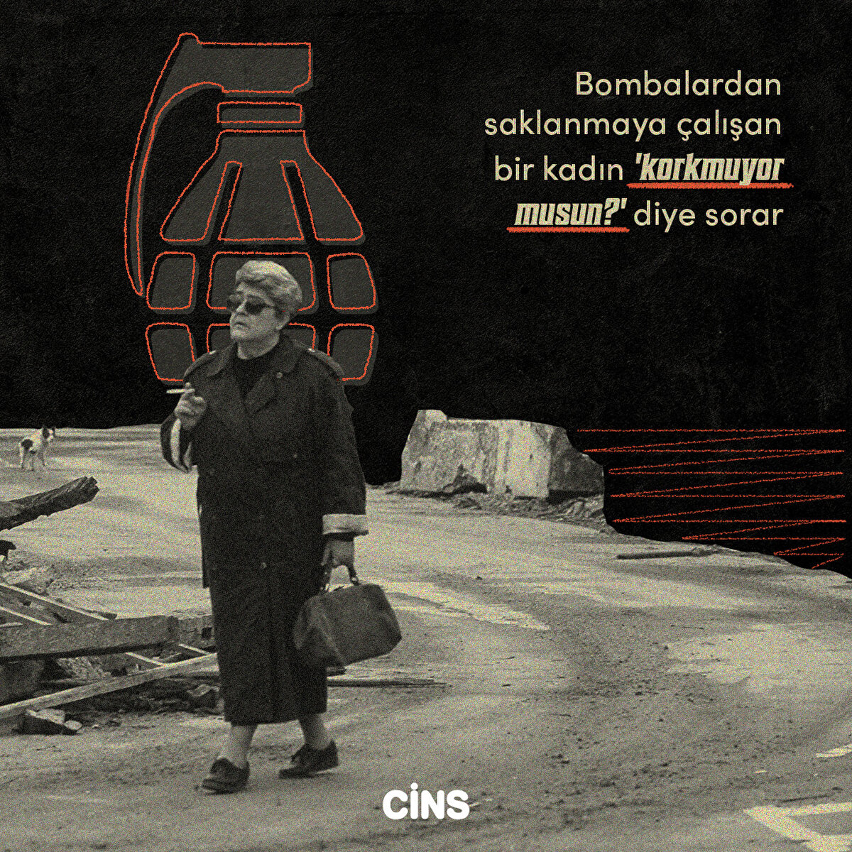 Bombalardan saklanmaya çalışan bir kadın 'korkmuyor musun?' diye sorar